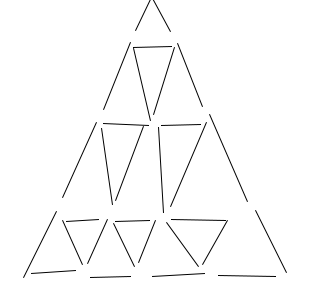 У Тани был набор одинаковых палочек. Она сложила из них большой треугольник, каждая сторона которого состоит из 17 палочек